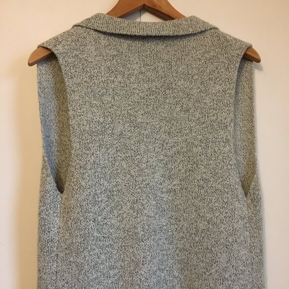 Monteau Long Grey Knit Pocketed Sleeveless Open Cardigan - Picture 6 of 16